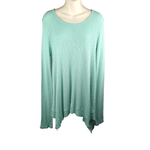 ANTHROPOLOGIE Left of Center Centerline Slubbed Tee Cotton Mint Turquoise XS S M - Picture 4 of 8